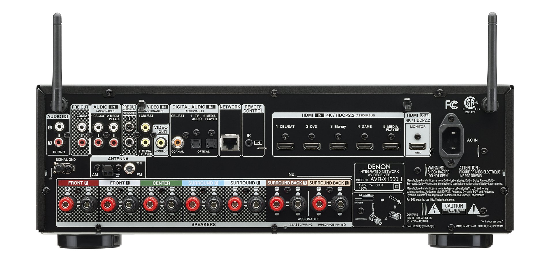 AVR-X1500W Denon Amplificador AV - Audio y Video - klibtech