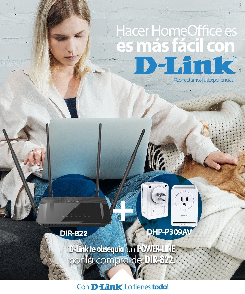 Combo D-Link Dir 822 y Power Line DHP‑P309AV - Router WiFi Dual Band - Redes - Klibtech - Combo D-Link Dir 822 y Power Line DHP‑P309AV - Router WiFi Dual Band - Redes