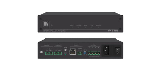 PA-240Z Amplificador de potencia controlable 1x240W @ 70V/100V y 2x120W @ 8Ω