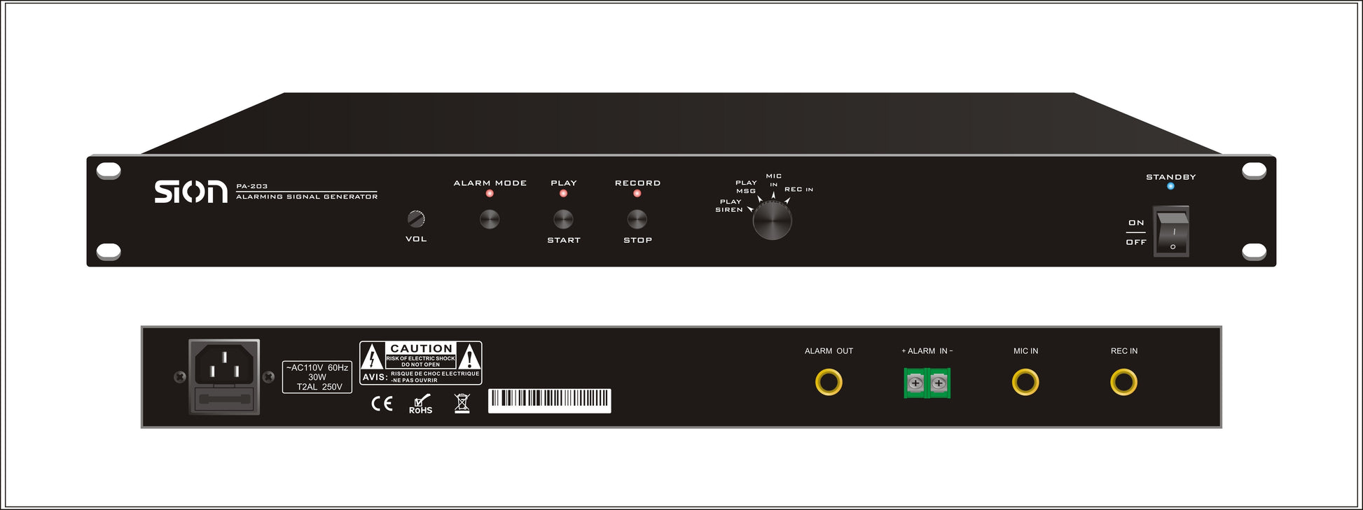 PA-203 Sion Panel de Audio Evacuación - Comercial - klibtech